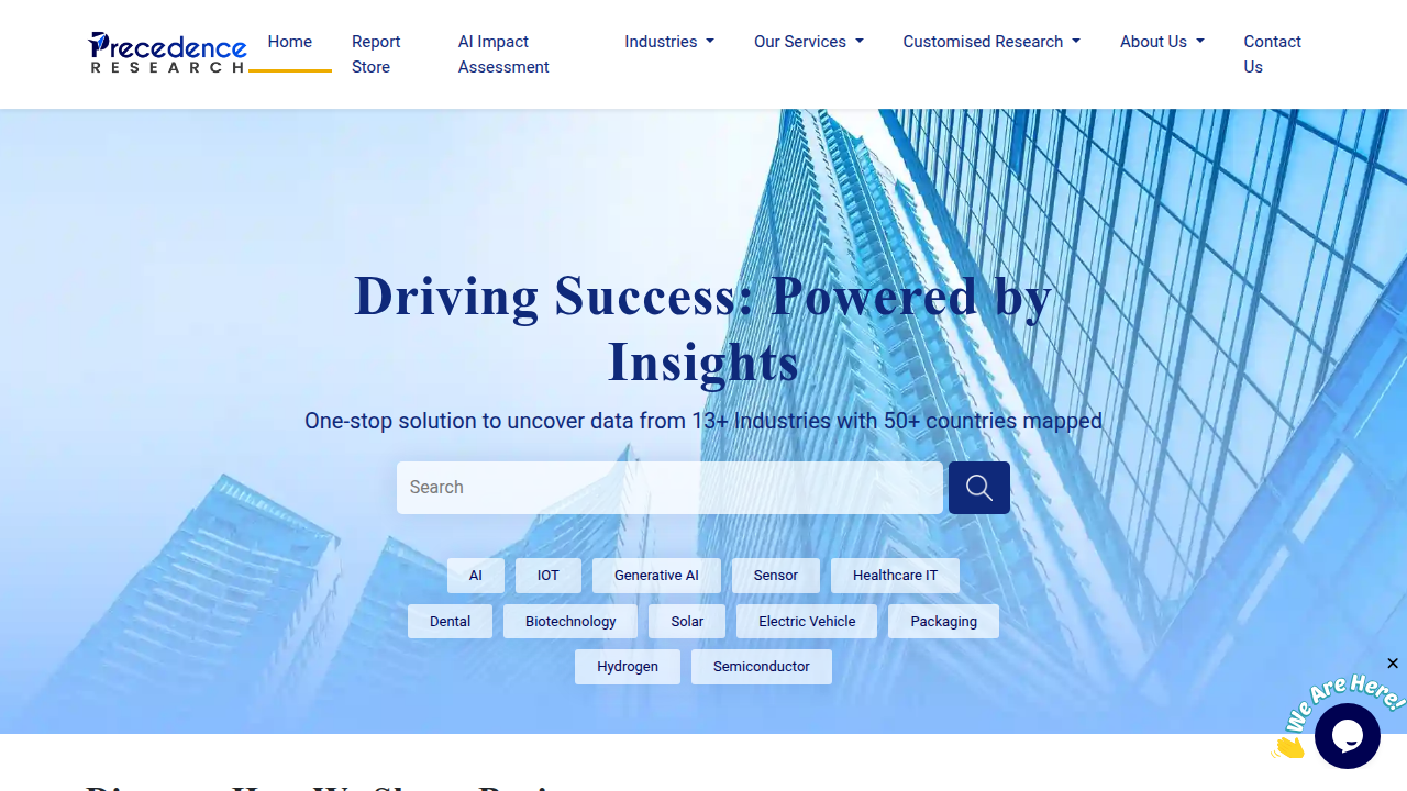 The homepage of Precedence Research, a source for market analysis on AI in medical imaging.