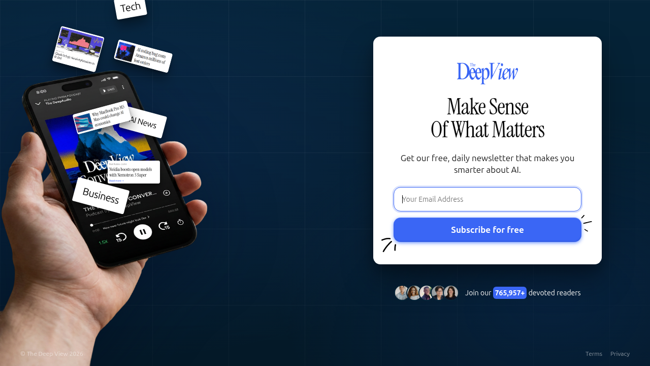 The Deep View Newsletter subscription page, a source for daily AI updates, highlighting how specialized content is communicated.
