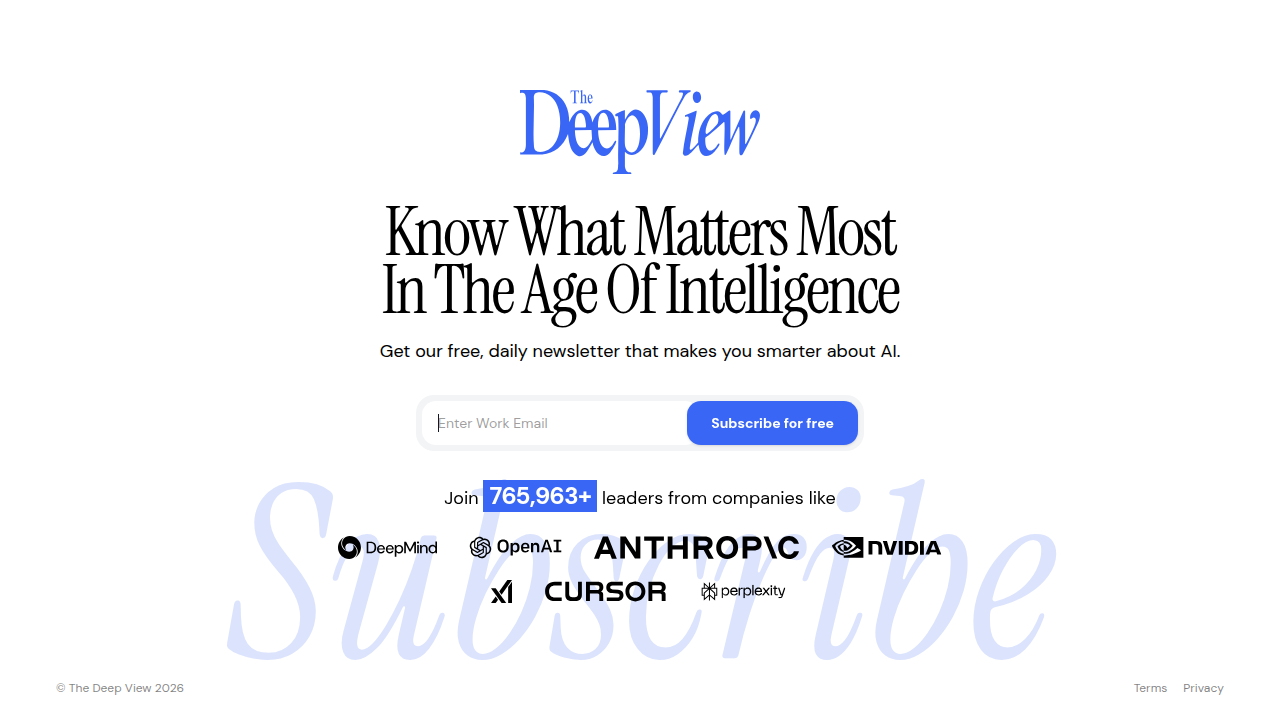 A screenshot of The Deep View newsletter subscription page, an important resource for staying informed on AI trends.