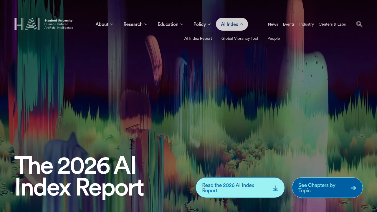The Stanford HAI AI Index Report provides key statistics on AI adoption and usage trends.