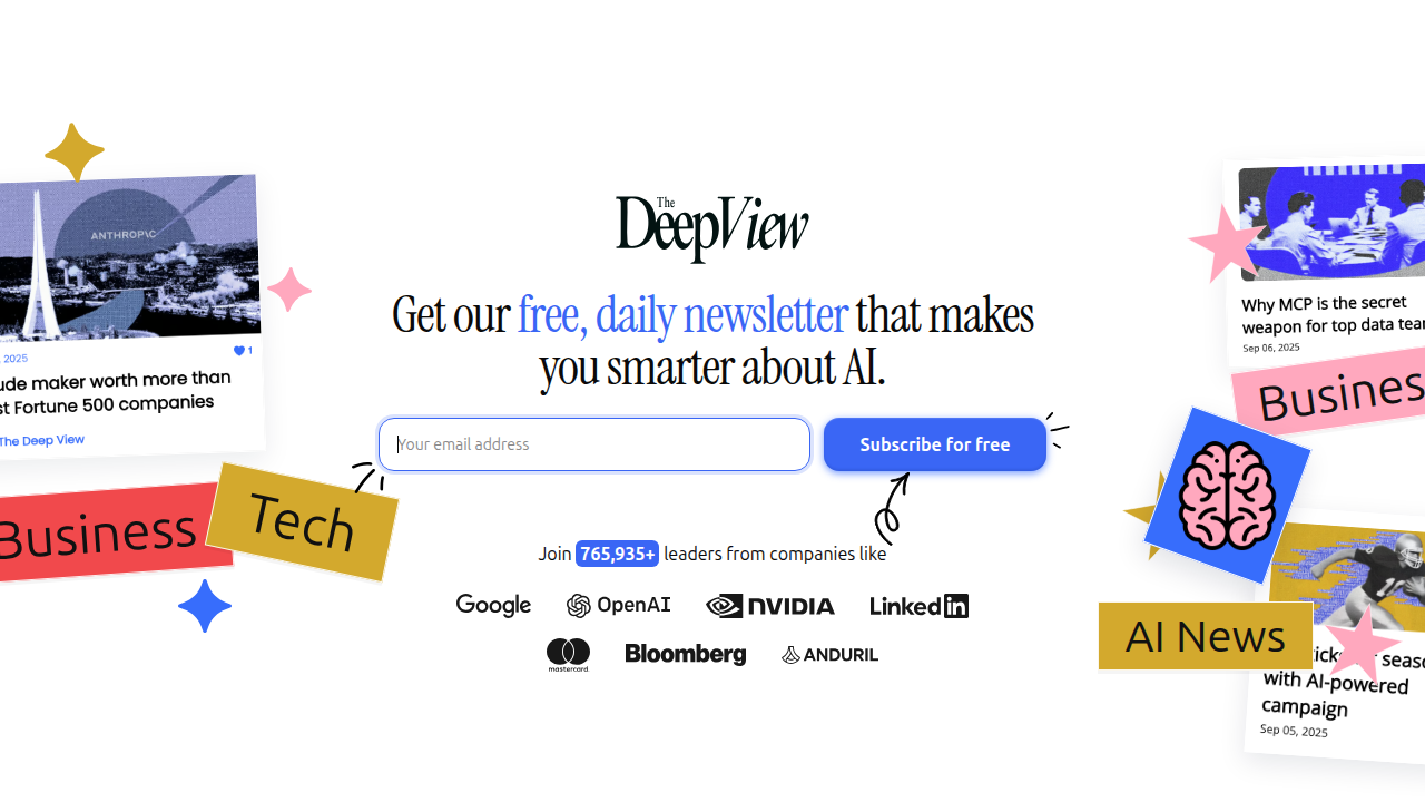 Screenshot of The AI Newsletter Worth Reading's subscription page, emphasizing clear daily updates for staying ahead of tech trends.