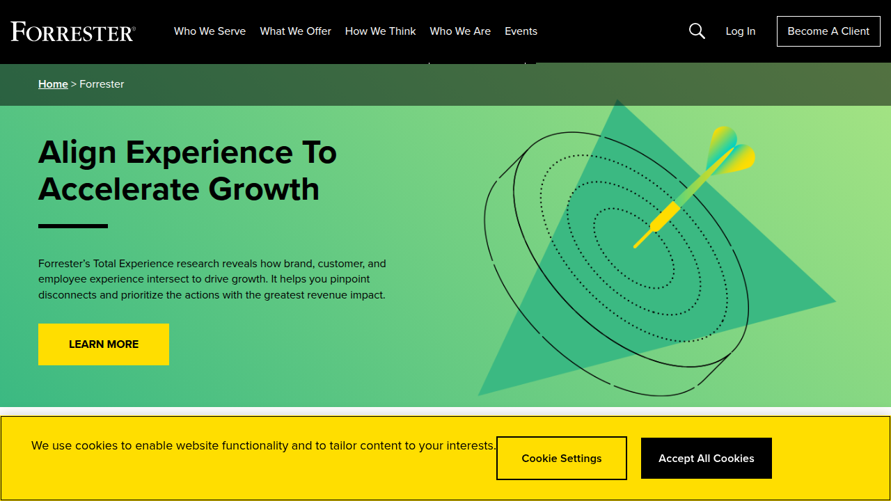 The Forrester website, a leading source for insights on technology services and market trends.