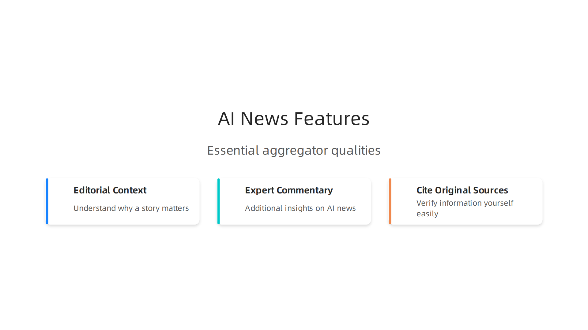 An infographic highlighting the essential elements that make AI news aggregators valuable for professionals.