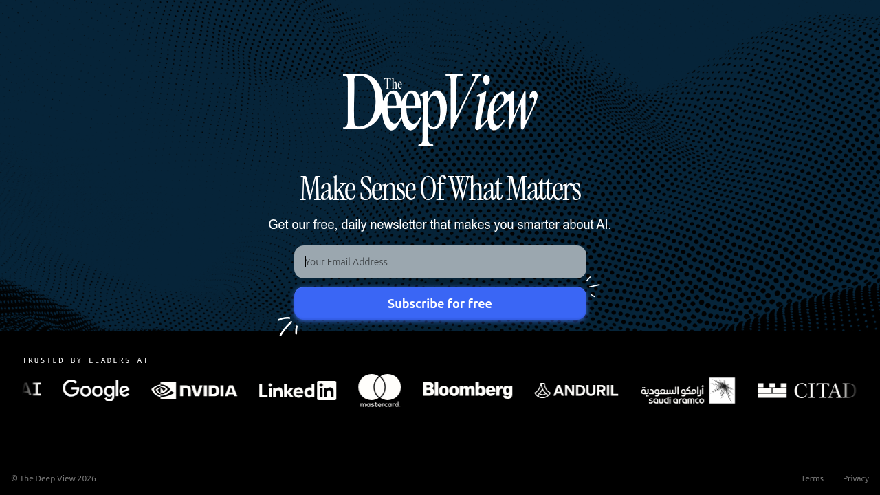 Screenshot of The AI Newsletter Worth Reading website, offering daily insights into AI and emerging technology trends.