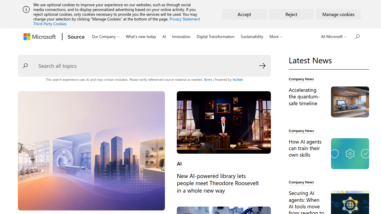 The official news hub for Microsoft, providing updates on technology, AI, and industry trends.