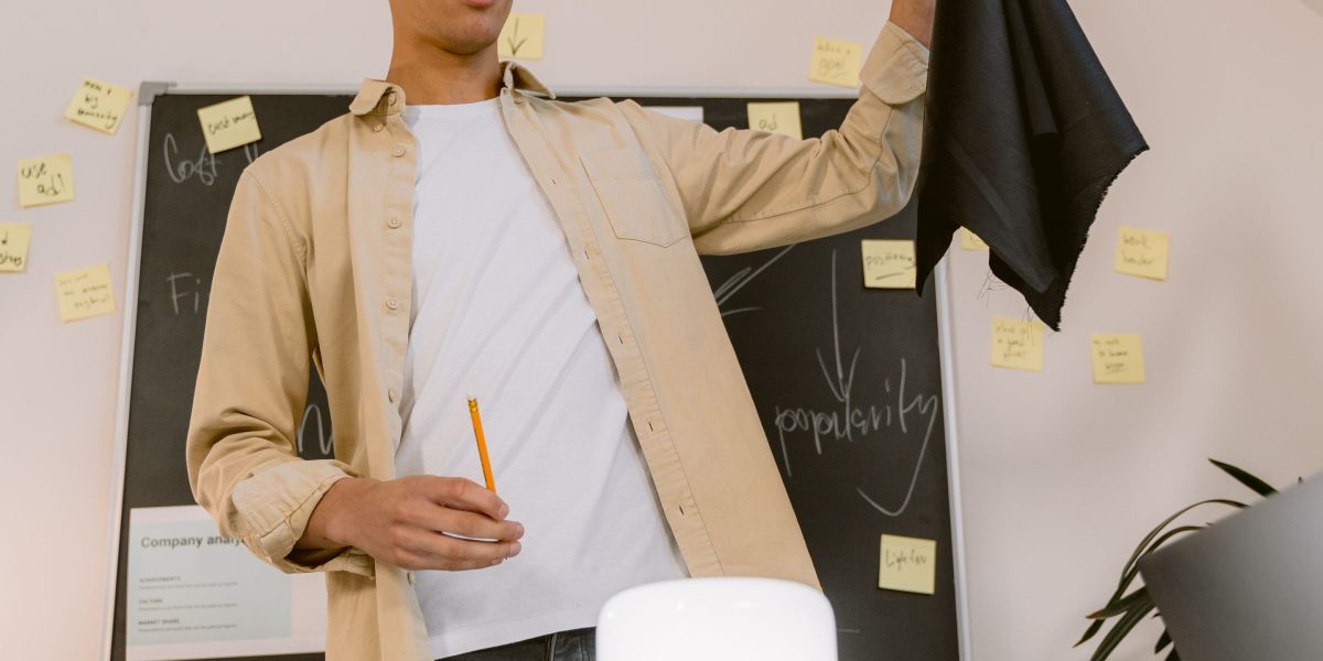 A person confidently presenting new ideas, symbolizing the rapid innovation and impact of AI in the industry.