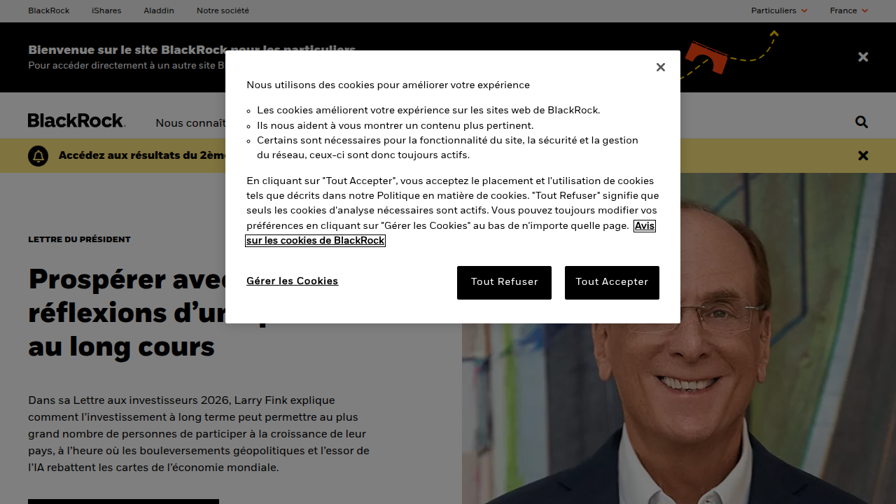 BlackRock's website, an example of a financial institution paying close attention to emerging technologies like blockchain.