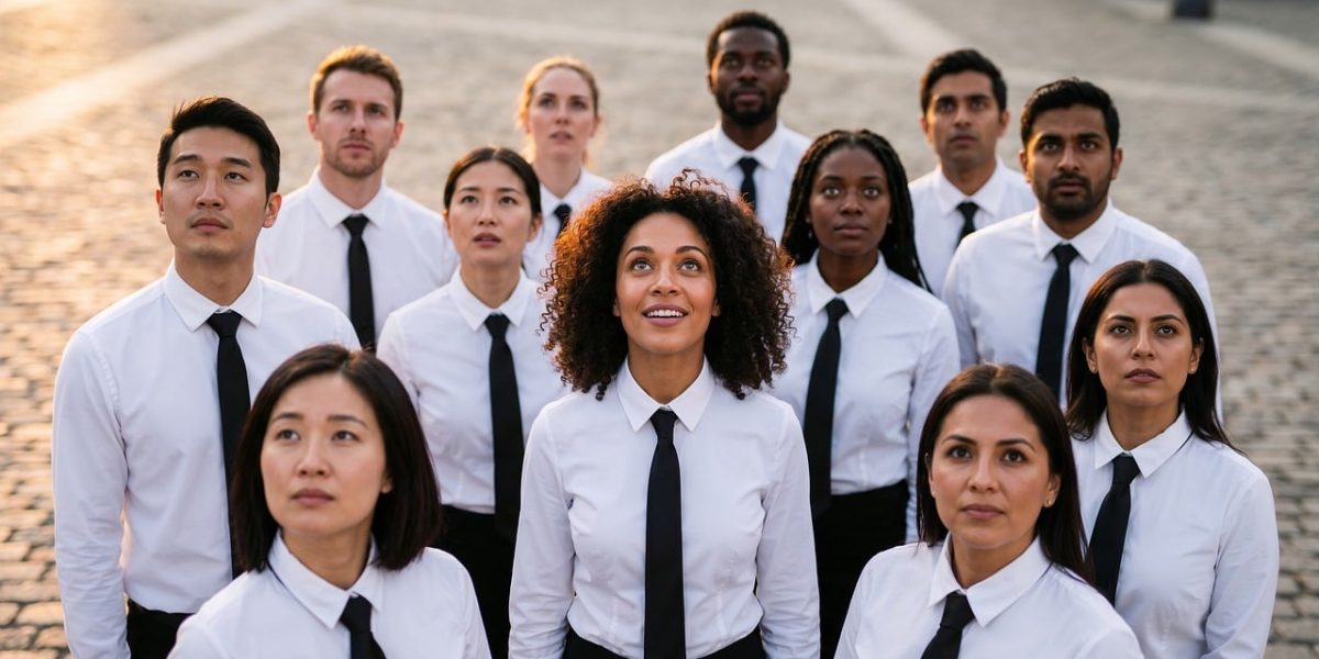 A diverse team collaborating, highlighting how varied skills and perspectives lead to better outcomes.