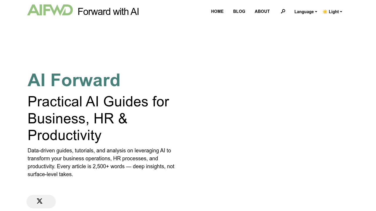 Screenshot of the AIFWD homepage, a resource for AI adoption reports.