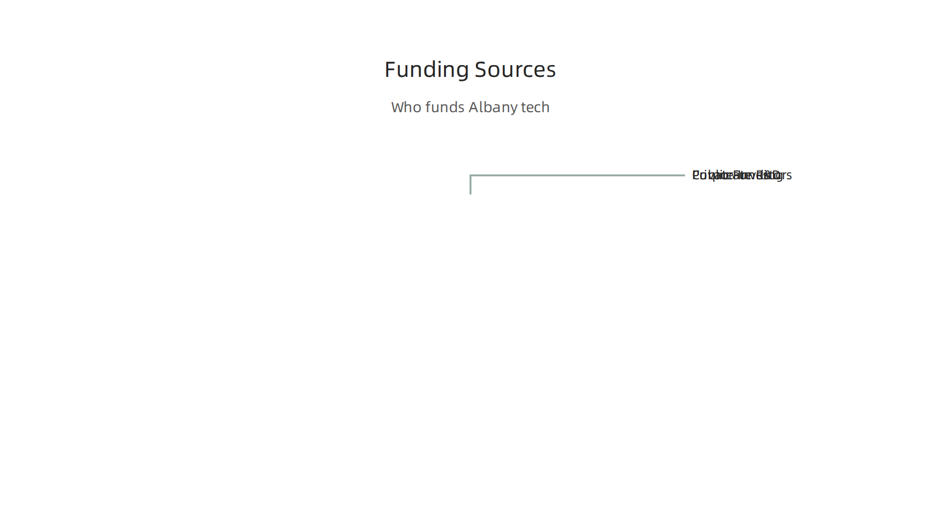 Infographic outlining the diverse sources of investment fueling innovation and growth in the Albany tech sector.